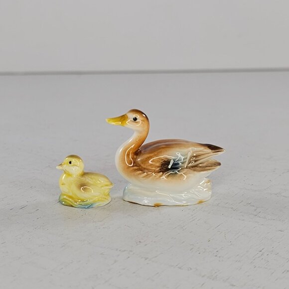 Vintage Bone China Japan Duck Family Mallard Duckling Miniature Figurine Set - Picture 6 of 10